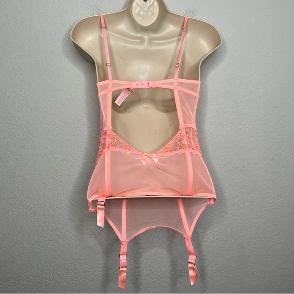 Victoria Secret Women Corset Bustier 34B SheerSexy Romantic Boudoir Mesh Sheer - Picture 4 of 8